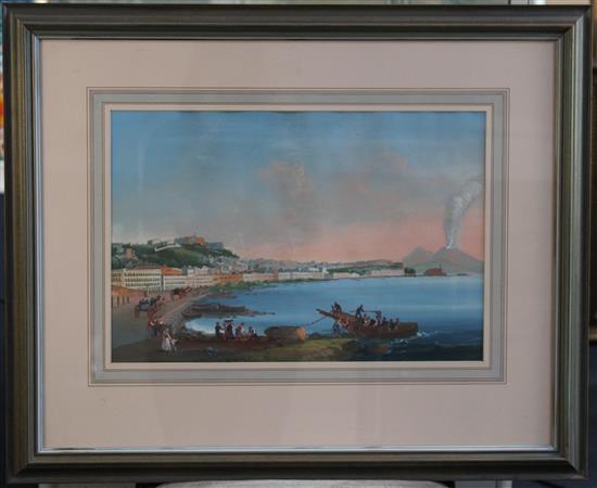 19th century Neapolitan School Views of the Bay of Naples, 11 x 16.5in.